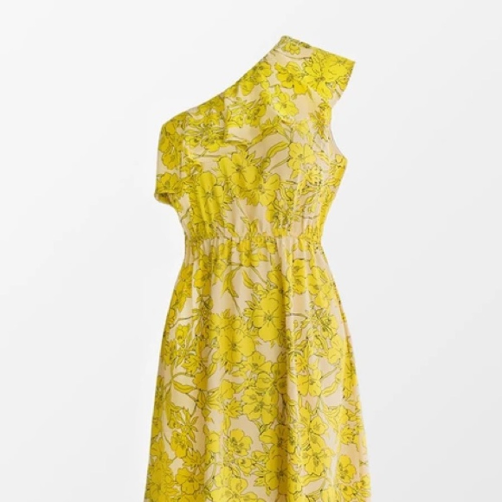 Cupshe Yellow Floral One Shoulder Dress